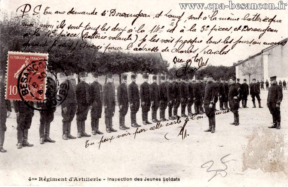 4me Régiment d'Artillerie - Inspection des Jeunes soldats
